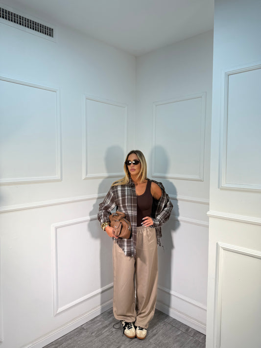 Pantaloni con coulisse sul fondo Low-Cost cappuccino 22022