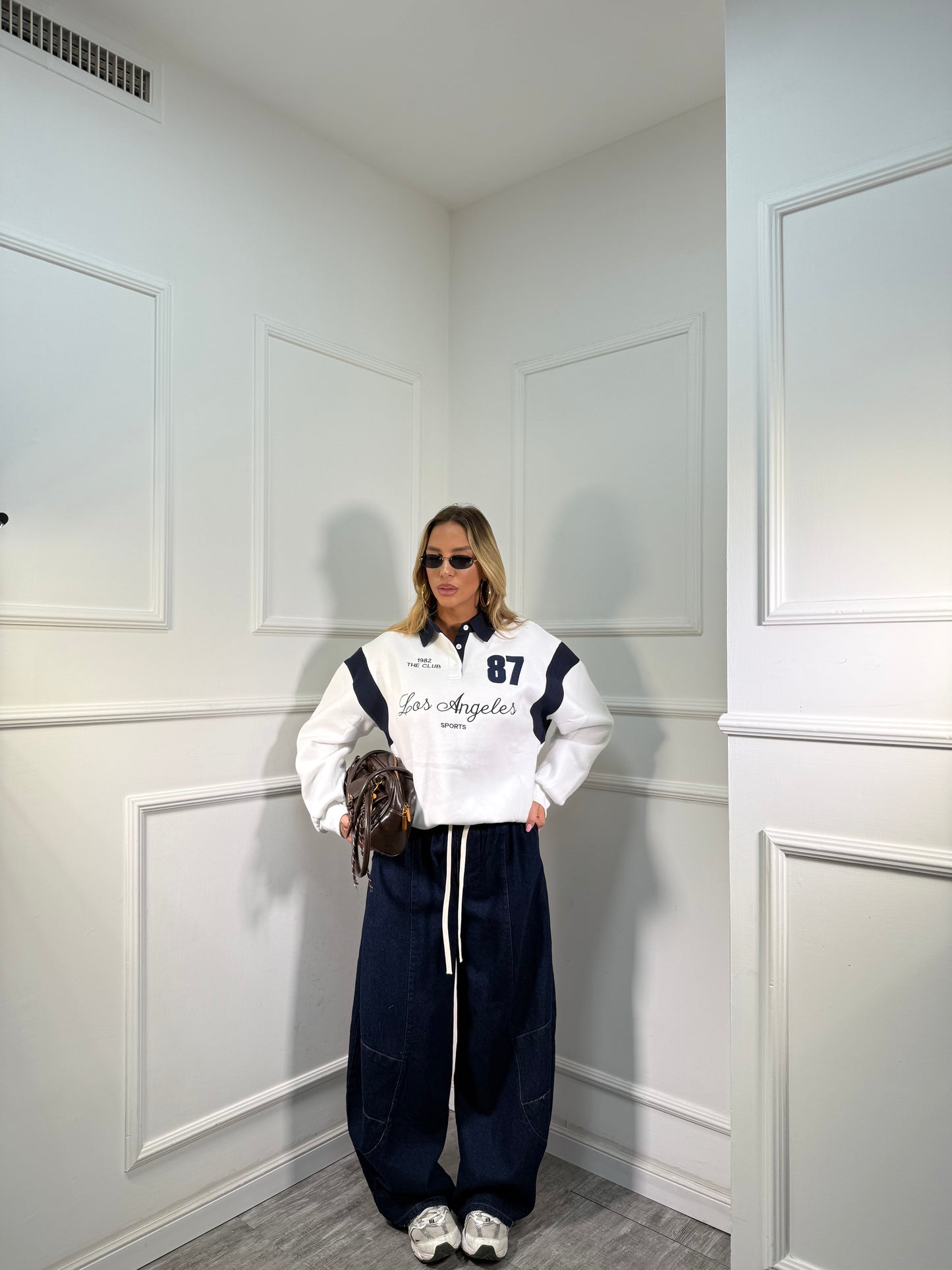 Jeans balloon con elastico in vita Perry lavaggio scuro