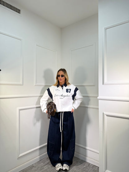 Jeans balloon con elastico in vita Perry lavaggio scuro