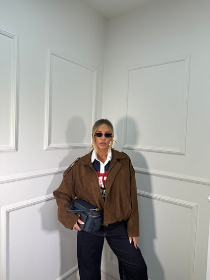 Bomber eco camoscio oversize Influencer marrone