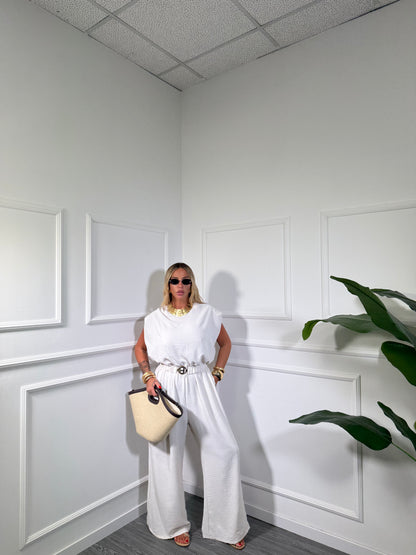 Jumpsuit in viscosa con cintura (CURVY)panna in125431