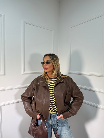 Giacca ecopelle Sidney moca premium quality har005