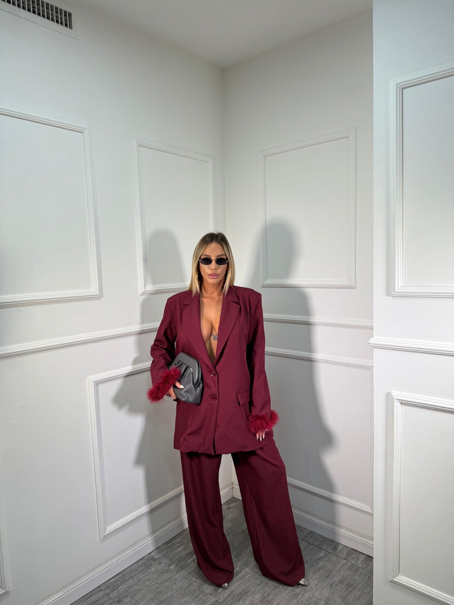 Tailleur Plume bordeaux dalla 44/52 m10076