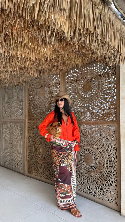 Camicia misto lino Sunny arancio  25727