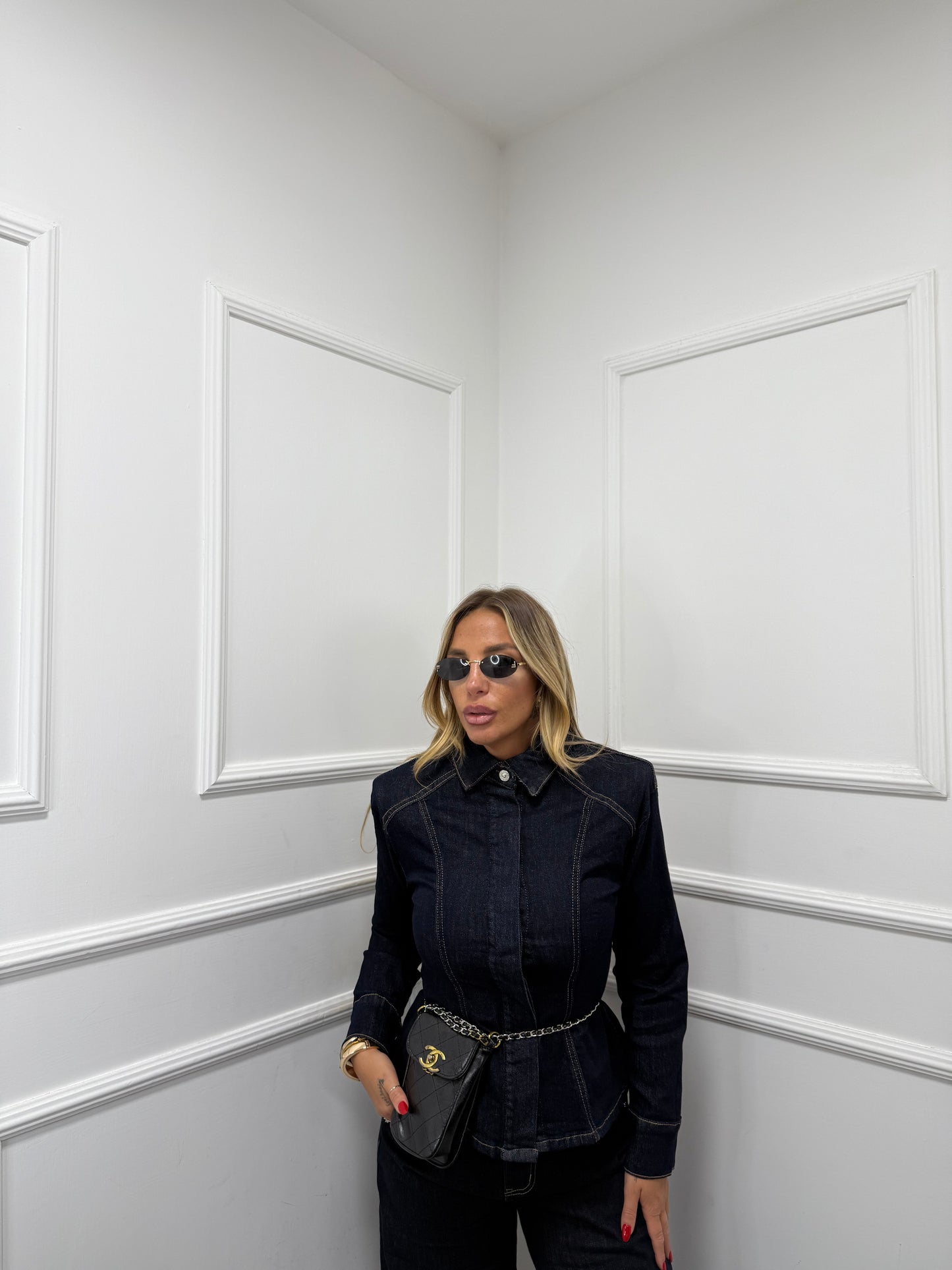 Camicia avvitata in denim lavaggio zero s22072 by monique