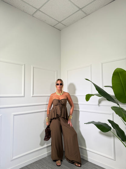 Jumpsuit in viscosa Faraana cioccolato 5133