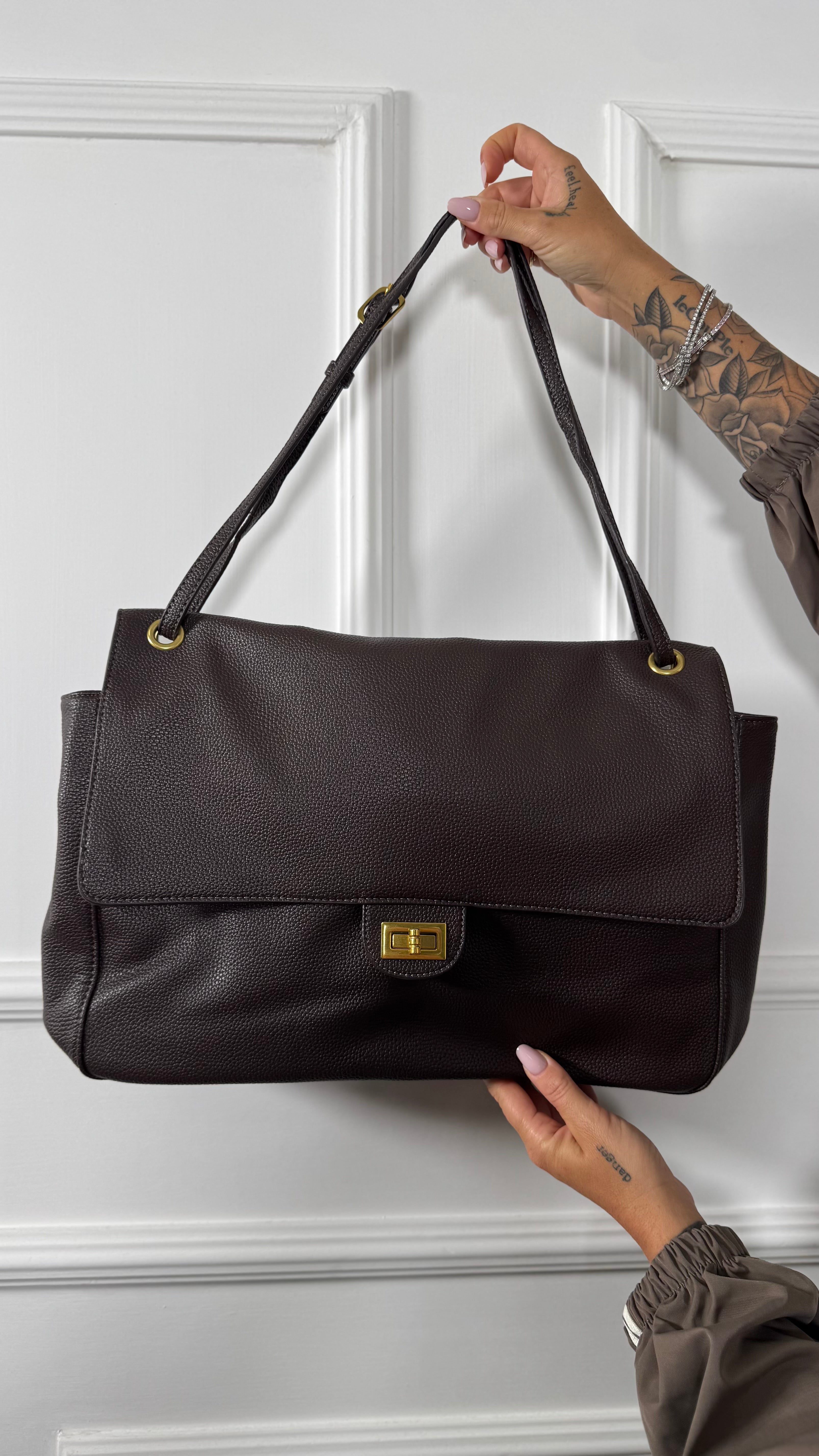 Borsa maxi ecopelle cioccolato 2389