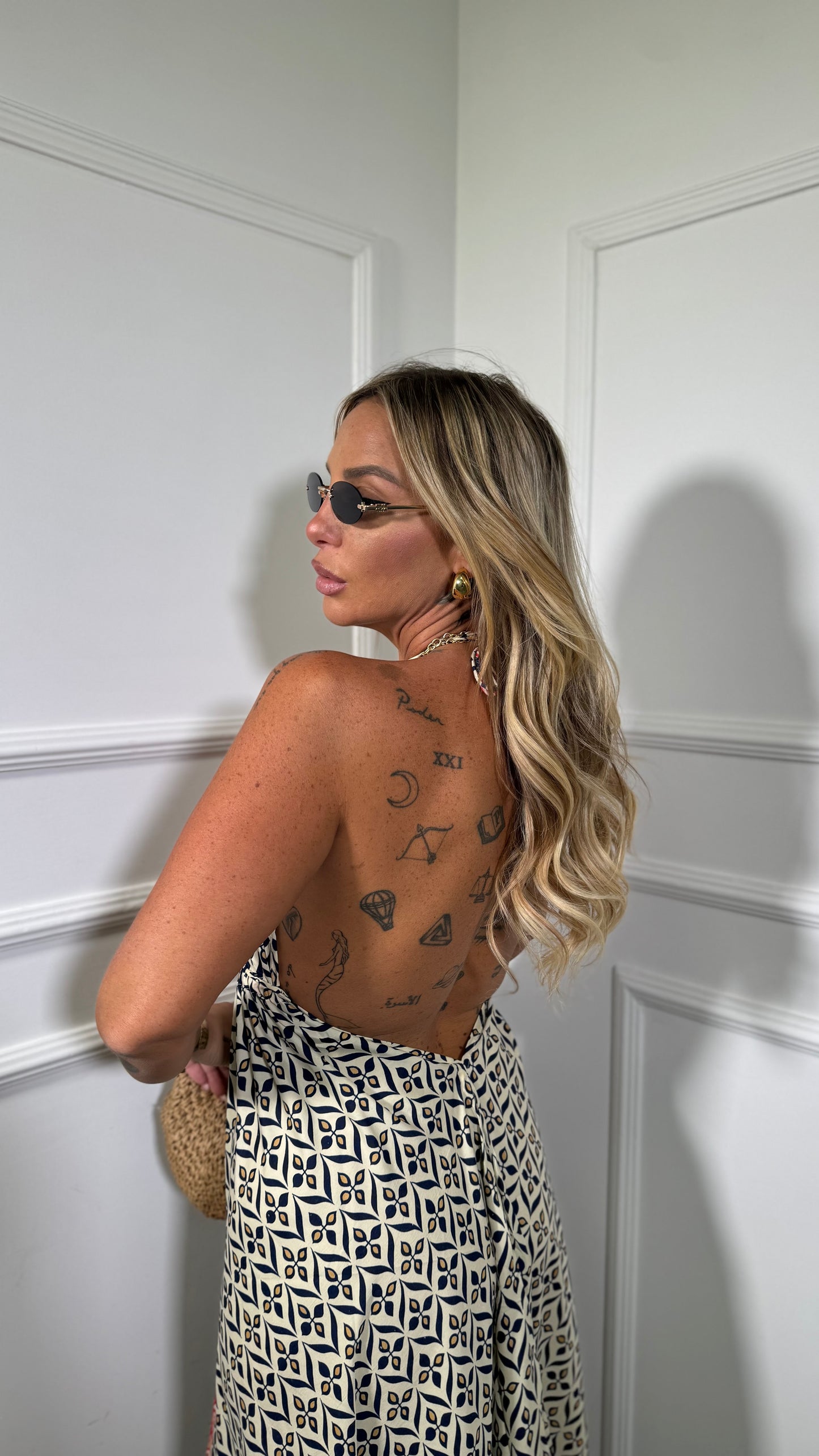 Abito scollo sul retro Gipsy fantasia blu 19-190