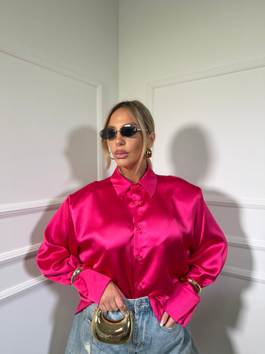 Camicia in satin con spalline Samantha by justwest fucsia jw1912