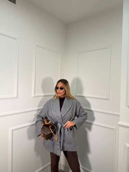 Cappotto in lana cotta Cherì grigio m11146