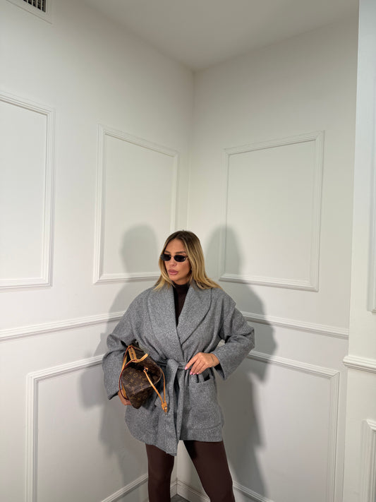 Cappotto in lana cotta Cherì grigio m11146