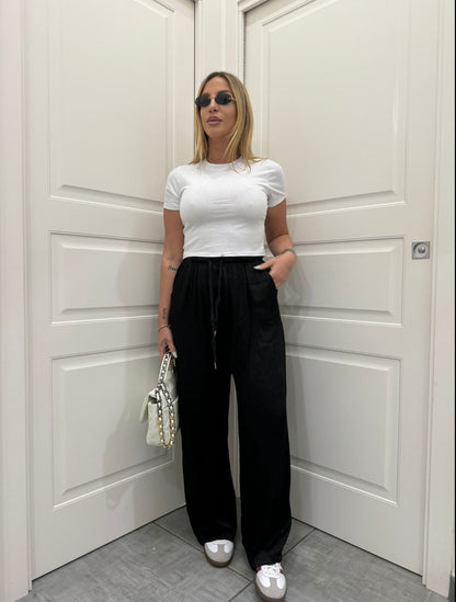 Pantalone in raso nero