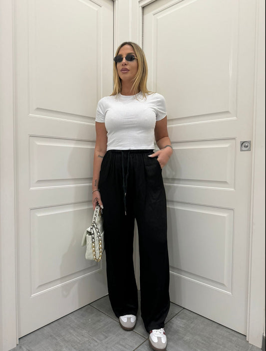 Pantalone in raso nero