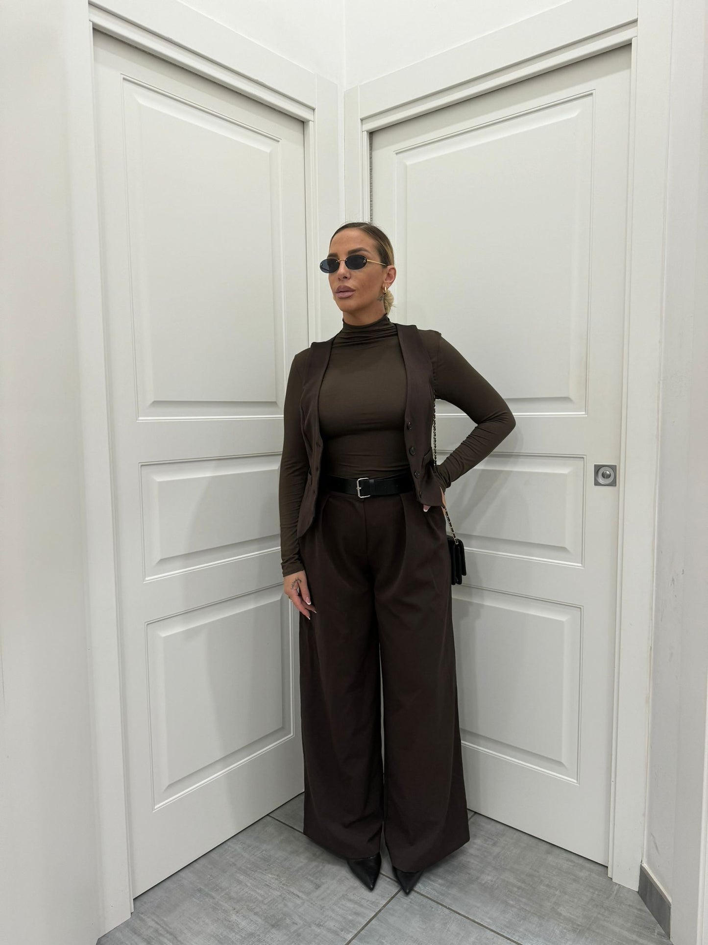 Tailleur lucy con panciotto brown
