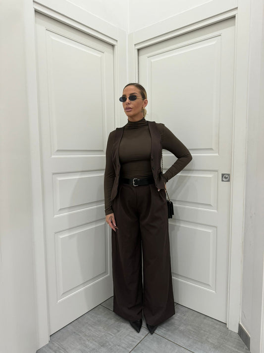 Tailleur lucy con panciotto brown