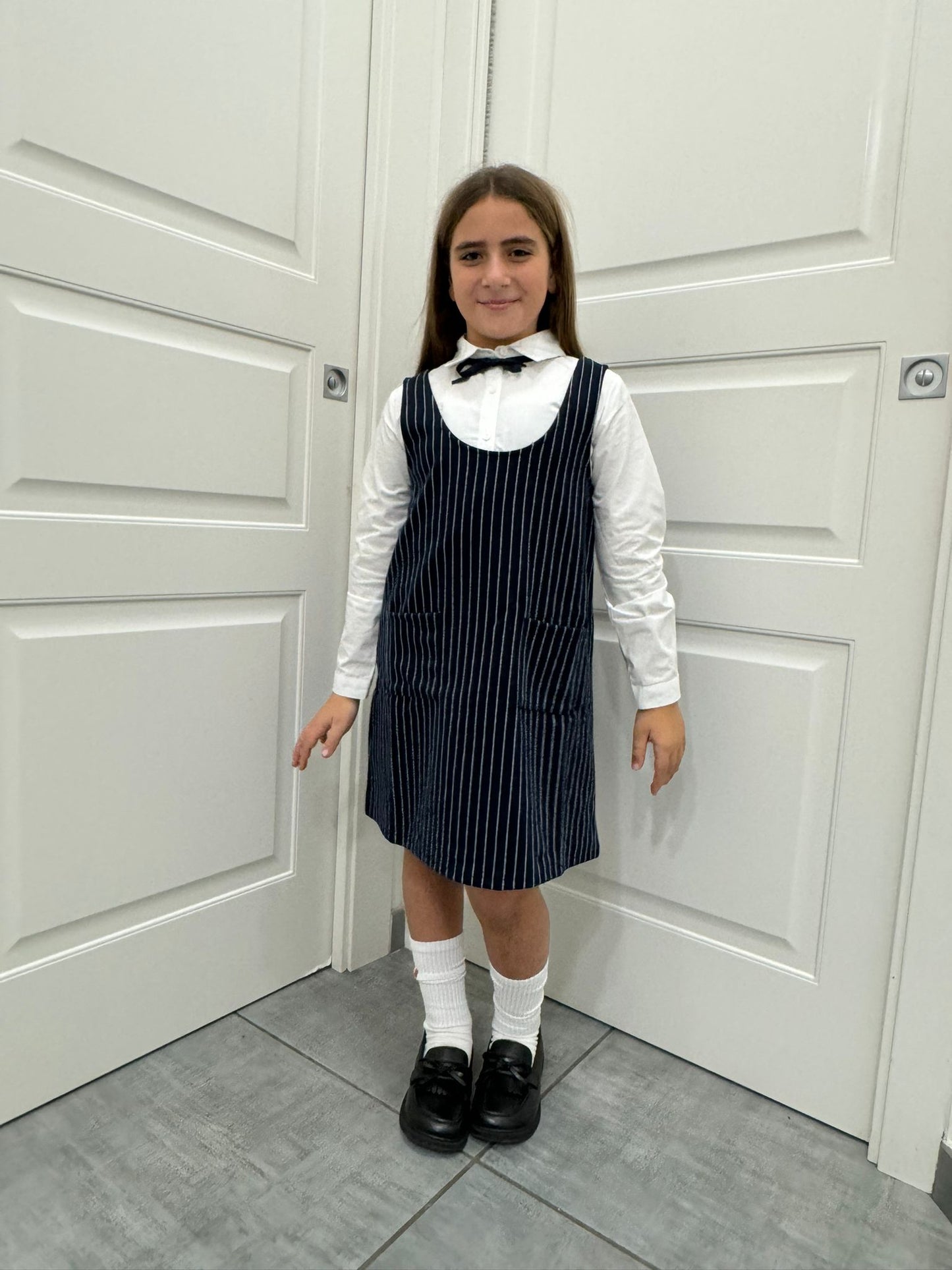 Dress gessato blu con camicia compresa kids