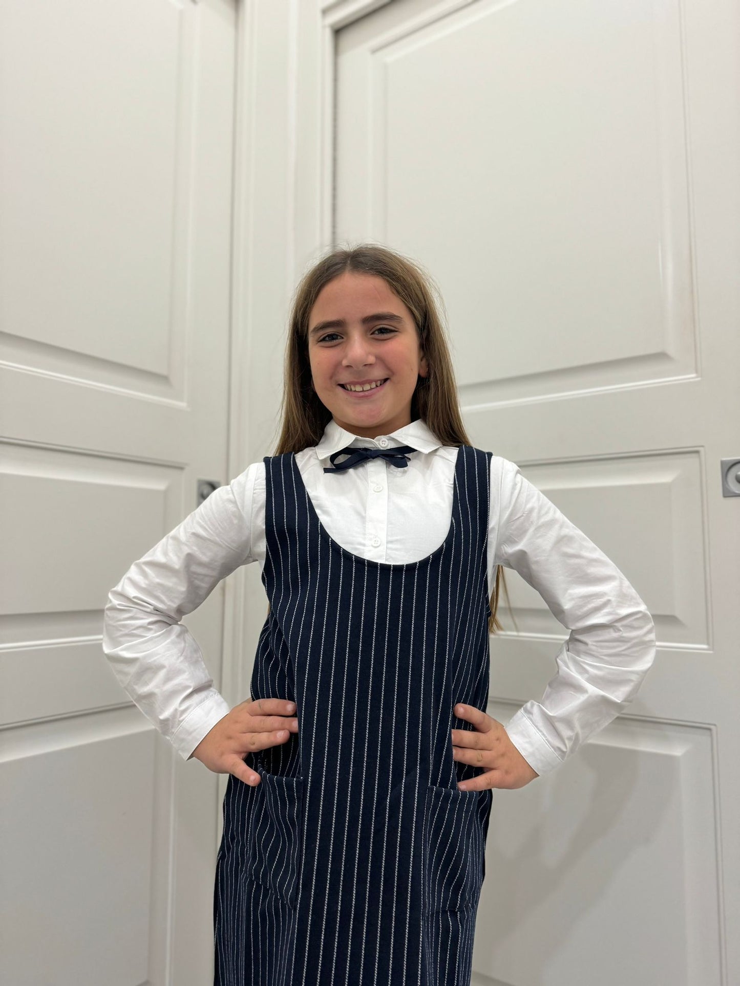 Dress gessato blu con camicia compresa kids