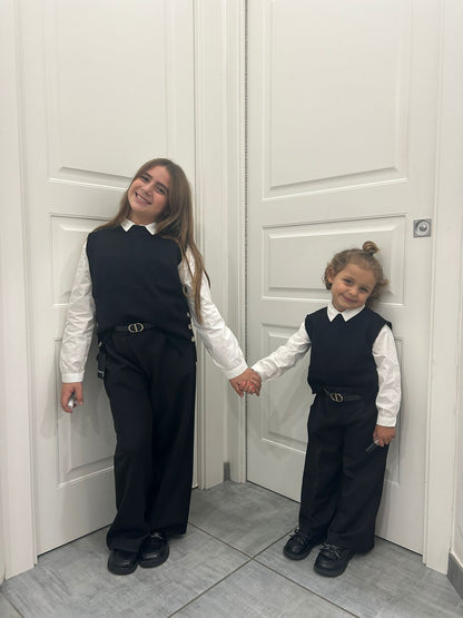 Pantapalazzo classico con cintura nero kids