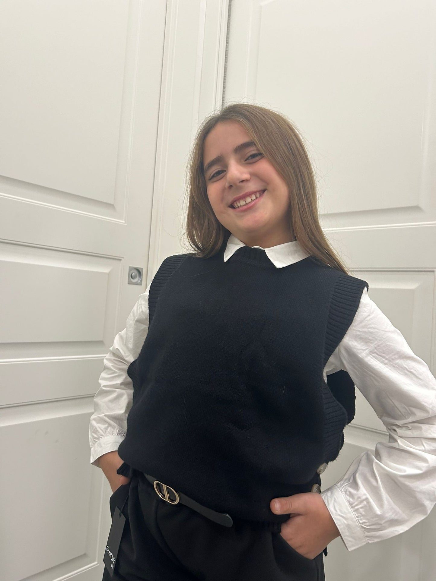 Maglioncino gilet con bottoni nero kids