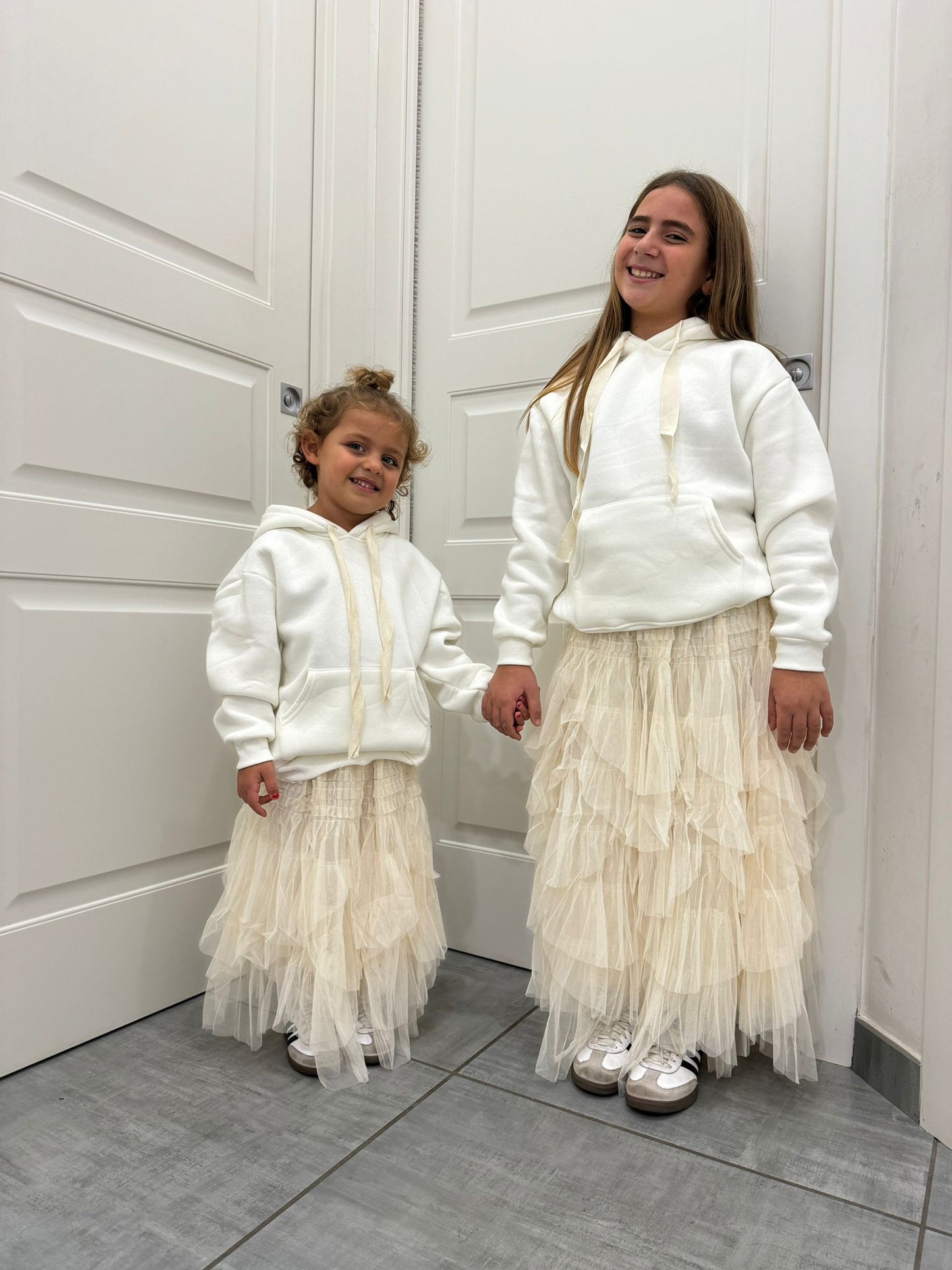 Felpa con cappuccio panna kids
