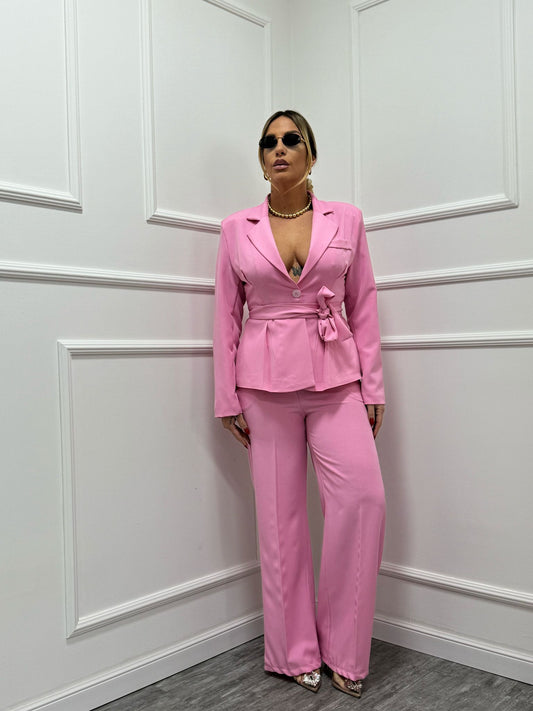 Tailleur Penelope con fusciacca rosa 13158