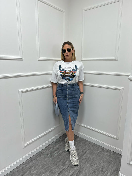 Gonna denim longette lavaggio chiaro  RD8321