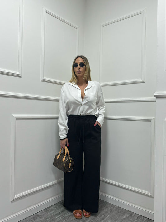Pantalone lino low cost nero 5816