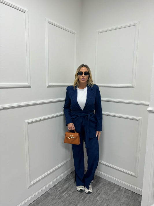 Tailleur Giada gessato blu