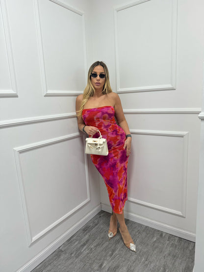 Dress tubino mod zara marmorizzato 27553 fucsia