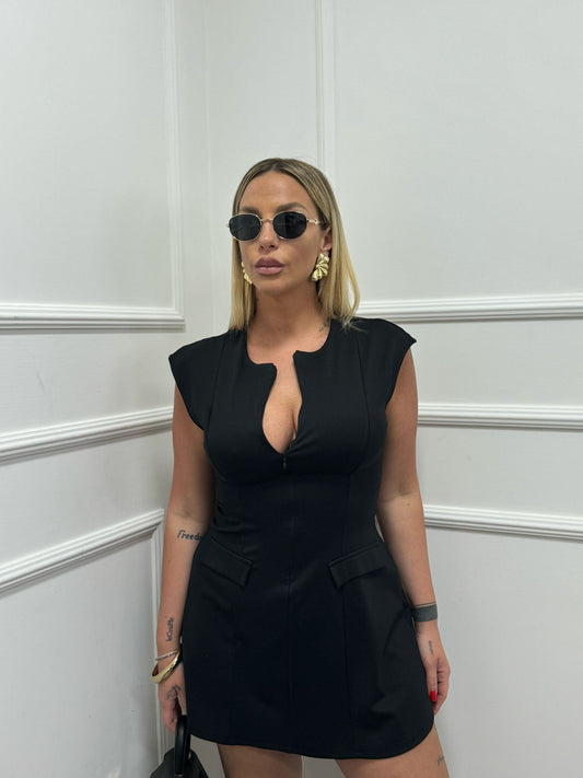 Dress zip doppio taschino nero