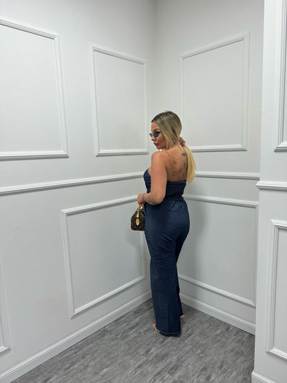 Jumpsuit Denim clarissa bottoni oro