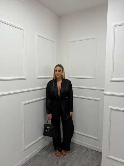 Tailleur satin nero